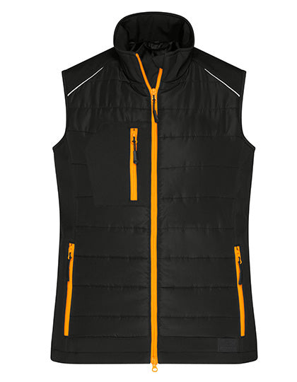 James & Nicholson - Hybrid Dames Bodywarmer - Black/Neon Orange