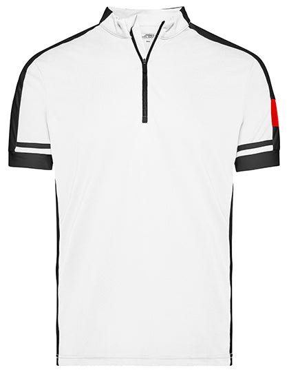 James & Nicholson - Bike Half Zip T-Shirt - White