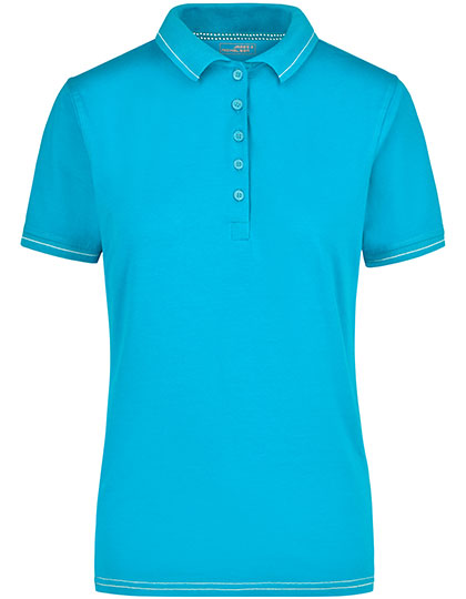 James & Nicholson - Elastic Dames Polo - Aqua/White
