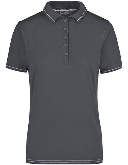 James & Nicholson - Elastic Dames Polo - Graphite (Effen)/White