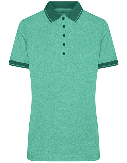 James & Nicholson - Heather Dames Polo - Green Melange/Dark Green