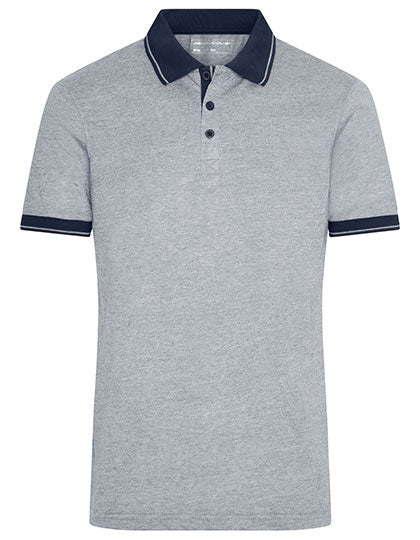 James & Nicholson - Heather Polo - Grey Heather/Navy