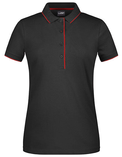 James & Nicholson - Striped Dames Polo - Black/Red
