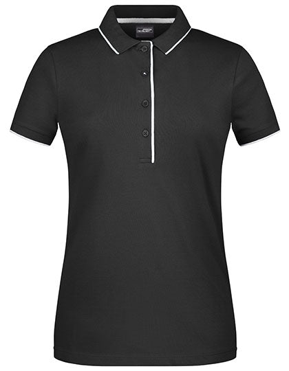 James & Nicholson - Striped Dames Polo - Black/Silver (Effen)