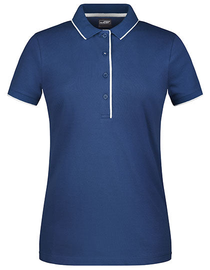 James & Nicholson - Striped Dames Polo - Navy/White