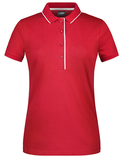 James & Nicholson - Striped Dames Polo - Red/White