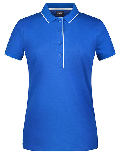 James & Nicholson - Striped Dames Polo - Royal/White