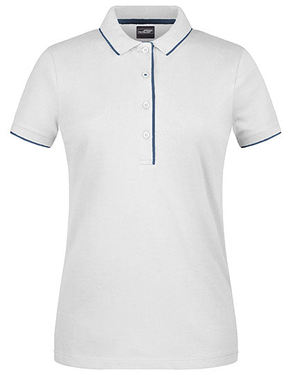 James & Nicholson - Striped Dames Polo - White/Navy