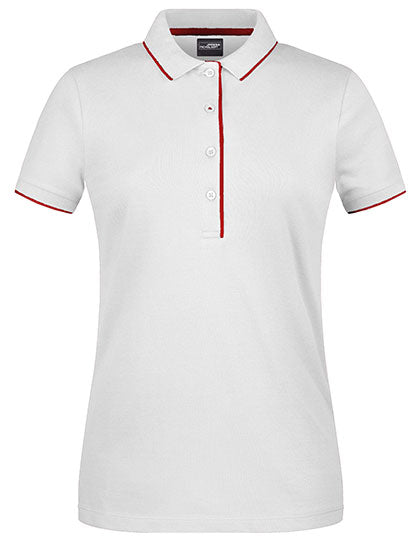 James & Nicholson - Striped Dames Polo - White/Red