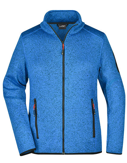 Daiber - Ladies´ Knitted Fleece Jacket - Royal Melange / Red