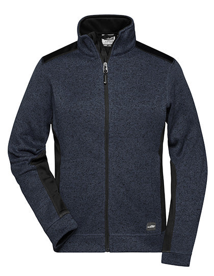 Daiber - Ladies´ Knitted Workwear Fleece Jacket -STRONG- - Carbon Melange / Black