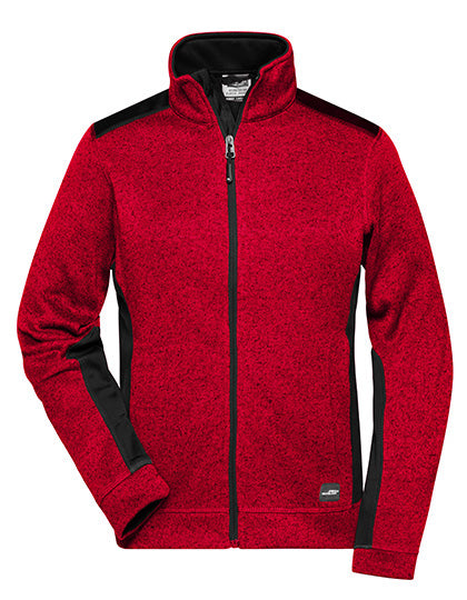 Daiber - Ladies´ Knitted Workwear Fleece Jacket -STRONG- - Red Melange / Black