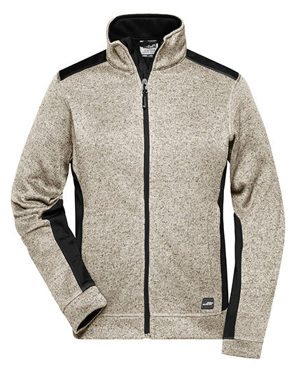 Daiber - Ladies´ Knitted Workwear Fleece Jacket -STRONG- - Stone Melange / Black