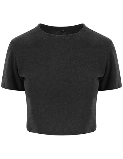 Just Ts - Tri-Blend Dames Cropped Top - Heather Black