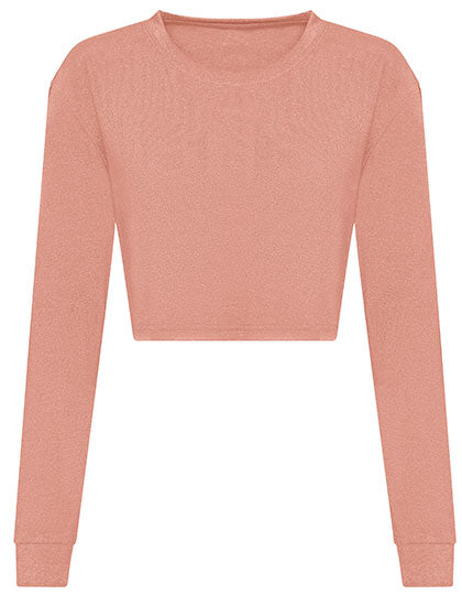Just Ts -Long Sleeve Cropped Dames T-Shirt - Dusty Pink