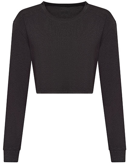 Just Ts -Long Sleeve Cropped Dames T-Shirt - Heather Black