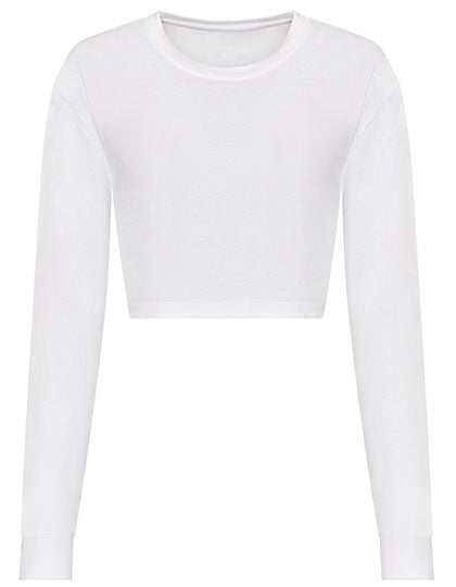 Just Ts -Long Sleeve Cropped Dames T-Shirt - (Effen) White