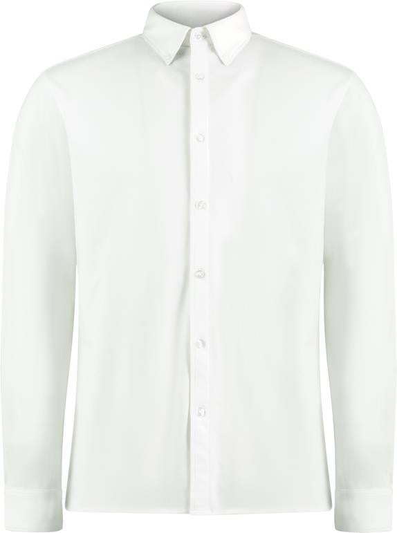 Kustom Kit - Tailored Fit Pique Polo met Lange Mouwen - White