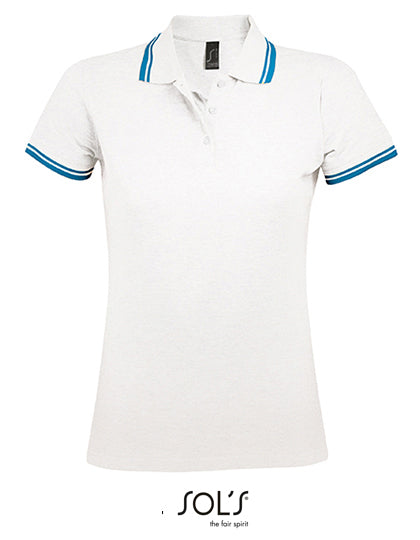 SOL´S - Women´s Polo Shirt Pasadena - White / Aqua