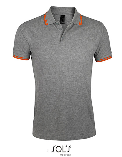 SOL´S - Men´s Polo Shirt Pasadena - Grey Melange / Orange