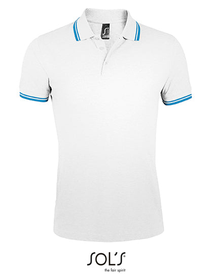 SOL´S - Men´s Polo Shirt Pasadena - White / Aqua