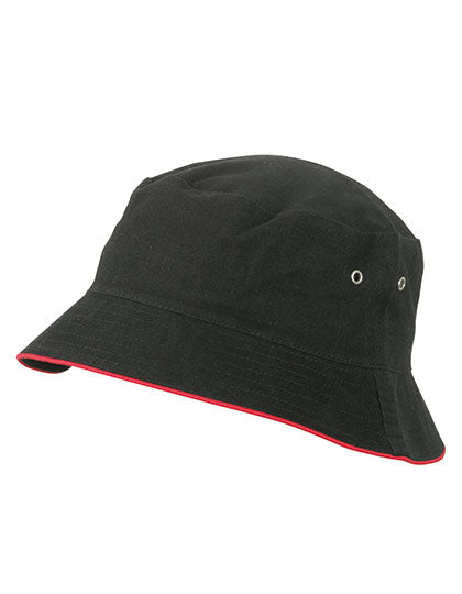 Myrtle beach - Fisherman Piping Bucket Hoed - Black/Red