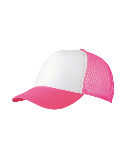 Daiber - 5-Panel Polyester Mesh Pet - White/Neon Pink