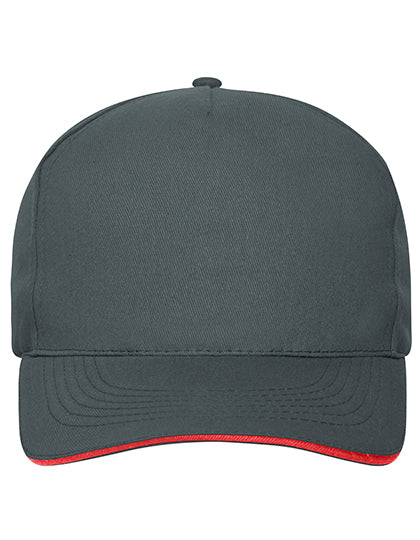 Daiber - 5 Panel Sandwich Cap Bio Cotton - Graphite / Red