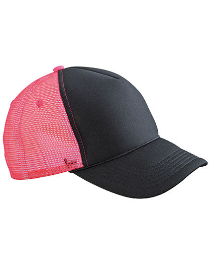Daiber - 5 Panel Retro Mesh Cap - Black / Neon Pink