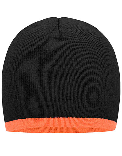 Daiber - Beanie With Contrasting Border - Black / Orange