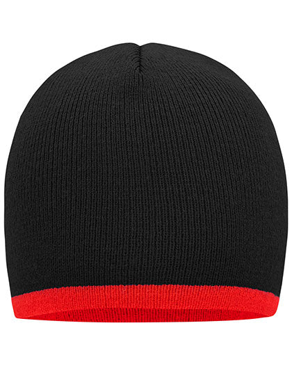 Daiber - Beanie With Contrasting Border - Black / Red