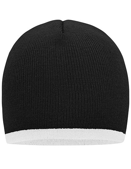 Daiber - Beanie With Contrasting Border - Black / White
