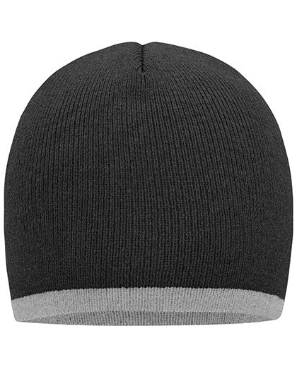 Daiber - Beanie With Contrasting Border - Grey Melange / Light Grey Melange