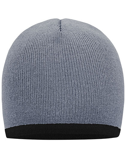 Daiber - Beanie With Contrasting Border - Light Grey / Black