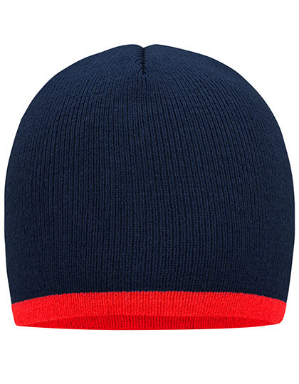 Daiber - Beanie With Contrasting Border - Navy / Red