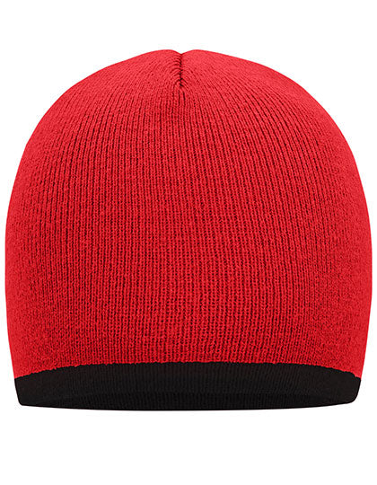 Daiber - Beanie With Contrasting Border - Red / Black