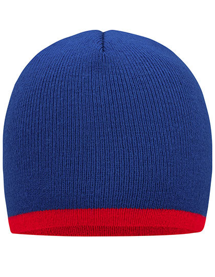 Daiber - Beanie With Contrasting Border - Royal / Red