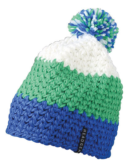 Daiber - Crocheted Muts met Pompon - Aqua/Lime Green