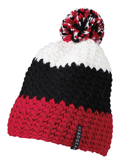 Daiber - Crocheted Muts met Pompon - Red/Black