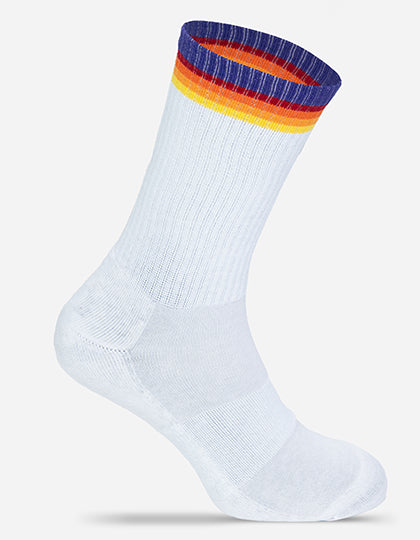 MR. SOCKS - Tennis Socks - White / Rainbow