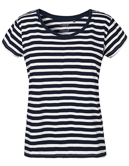 Neutral - Loose Fit Dames T-Shirt - White - Navy (Stripe