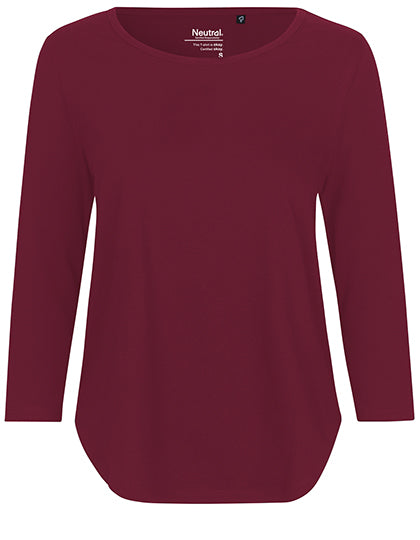 Neutral - Driekwart Mouw Dames T-Shirt - Bordeaux
