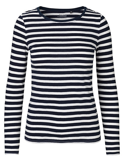 Neutral - Lange Mouwen Dames T-Shirt - White - Navy (Stripe