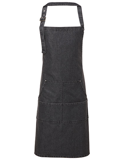 Premier Workwear - Jeans Stitch Denim Bib Apron - Black Denim (ca. Pantone 433C)