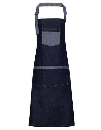 Premier Workwear - Domain Contrast Denim Bib Apron - Indigo Denim (ca. Pantone 2767C)