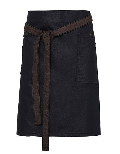 Premier Workwear - Division Waxed Look Denim Waist Apron - Indigo (ca. Pantone 2380C) / Brown Denim (ca. Pantone 4705C)