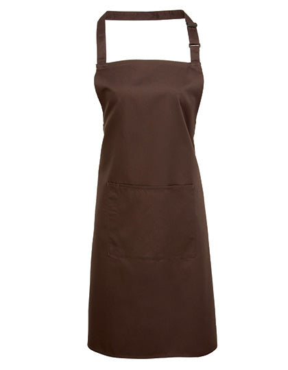 Premier Workwear - Colours Collection Bib Apron With Pocket - Brown (ca. Pantone 476C)