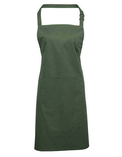 Premier Workwear - Colours Collection Bib Apron With Pocket - Moss Green (ca. Pantone 2410C)