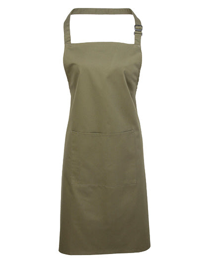 Premier Workwear - Colours Collection Bib Apron With Pocket - Olive (ca. Pantone 378C)