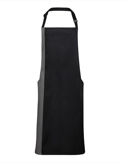 Premier Workwear - Colours Collection Contrast Bib Apron - Black / Dark Grey (ca. Pantone 431C)